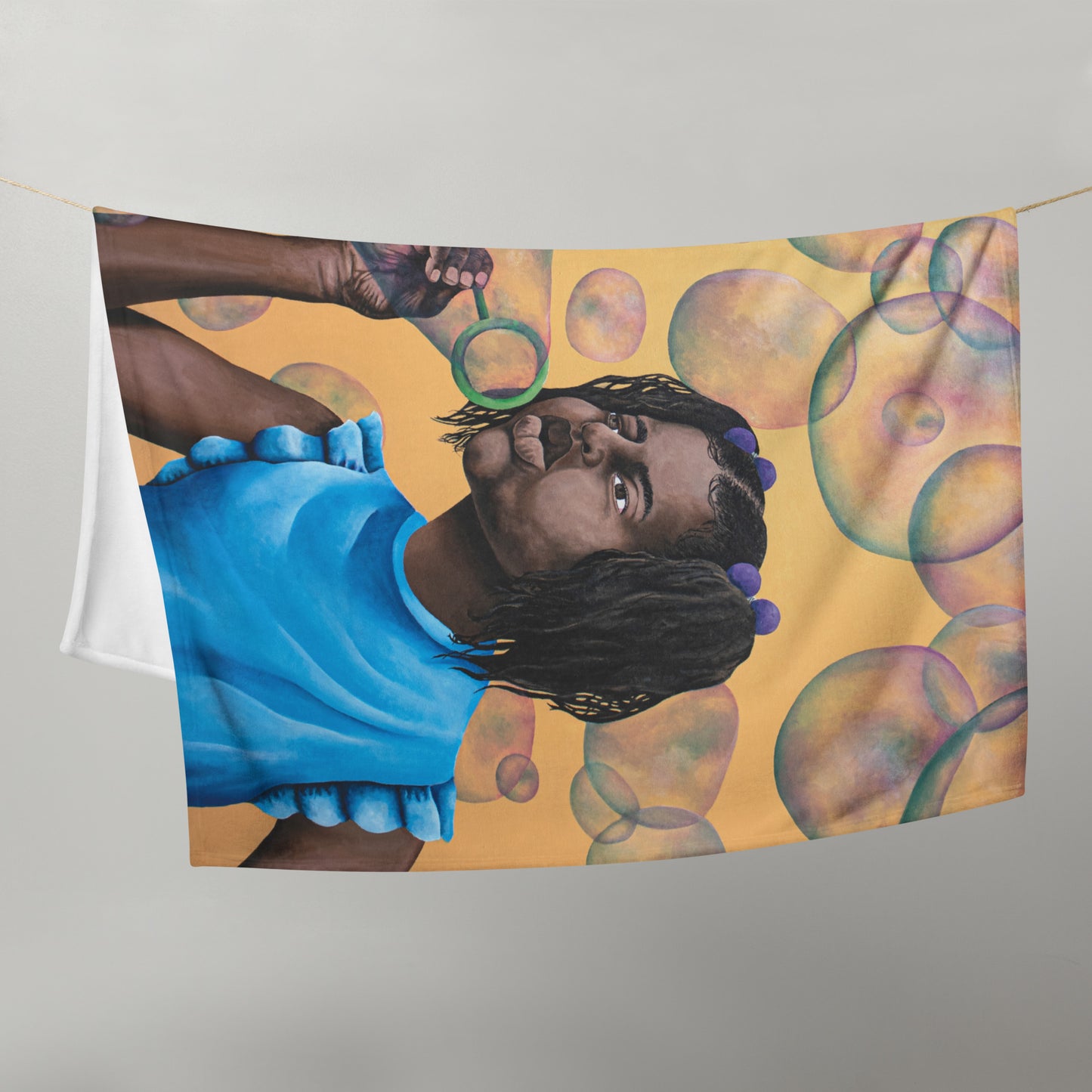 Girl Blowing Bubbles Throw Blanket