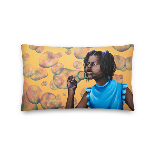 Girl Blowing Bubbles- Pillows
