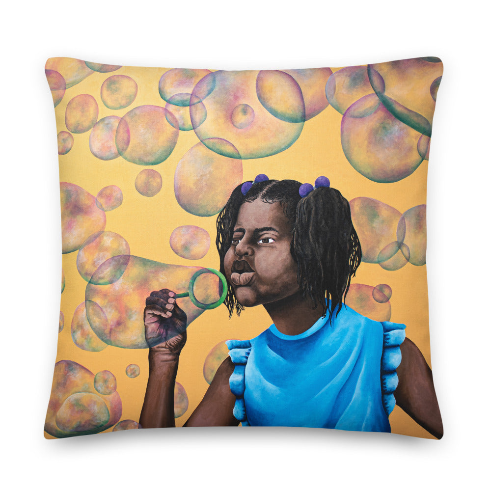 Girl Blowing Bubbles- Pillows